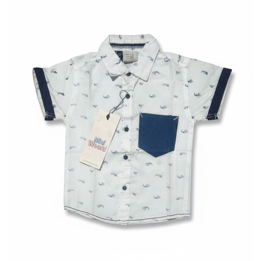 Blue Pocket Half Sleeve Shirt - Miniwears
