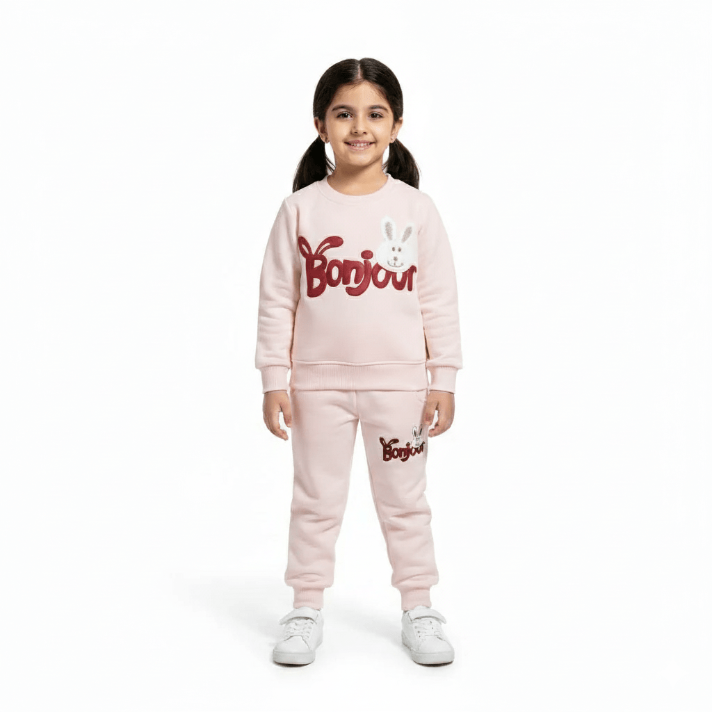 Bonjour Light Pink Tracksuit - Miniwears
