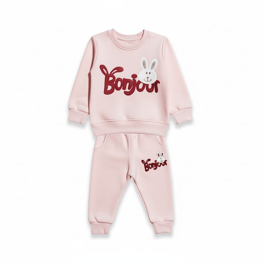 Bonjour Light Pink Tracksuit - Miniwears