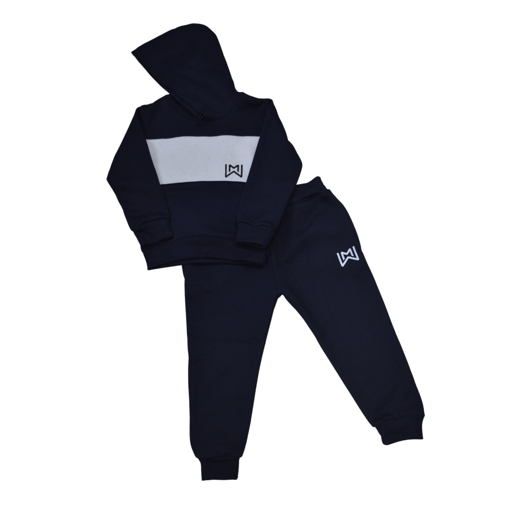 Navy White panel Tacksuit - Miniwears
