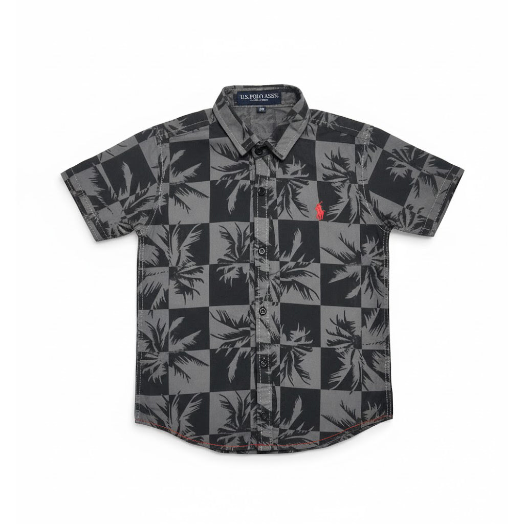 Polo Black & Grey Tree Half Sleeve Shirt - Miniwears
