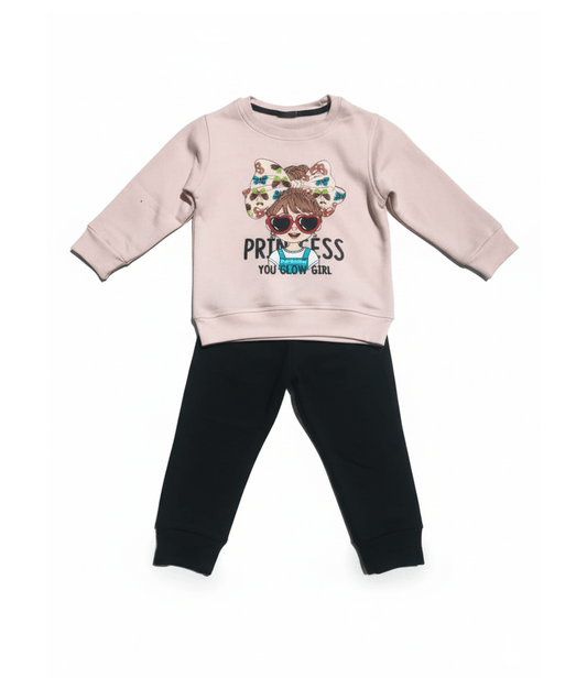 Princess Pink Black Tracksuit - Miniwears