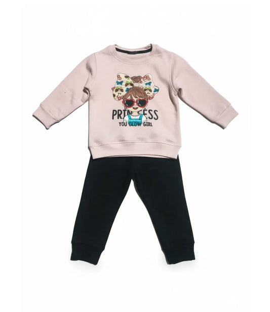 Princess Pink Black Tracksuit - Miniwears