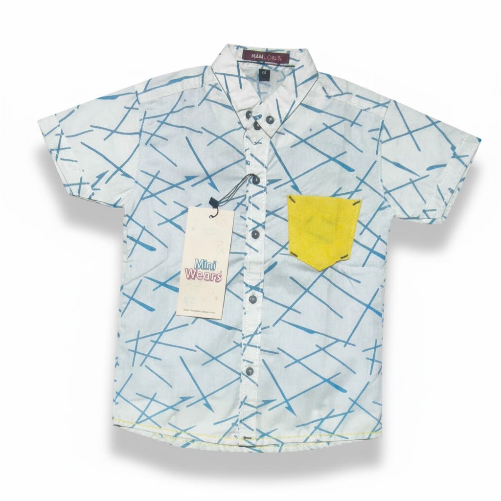 Yellow Pocket Lining Half Sleeve Shirt - Miniwears