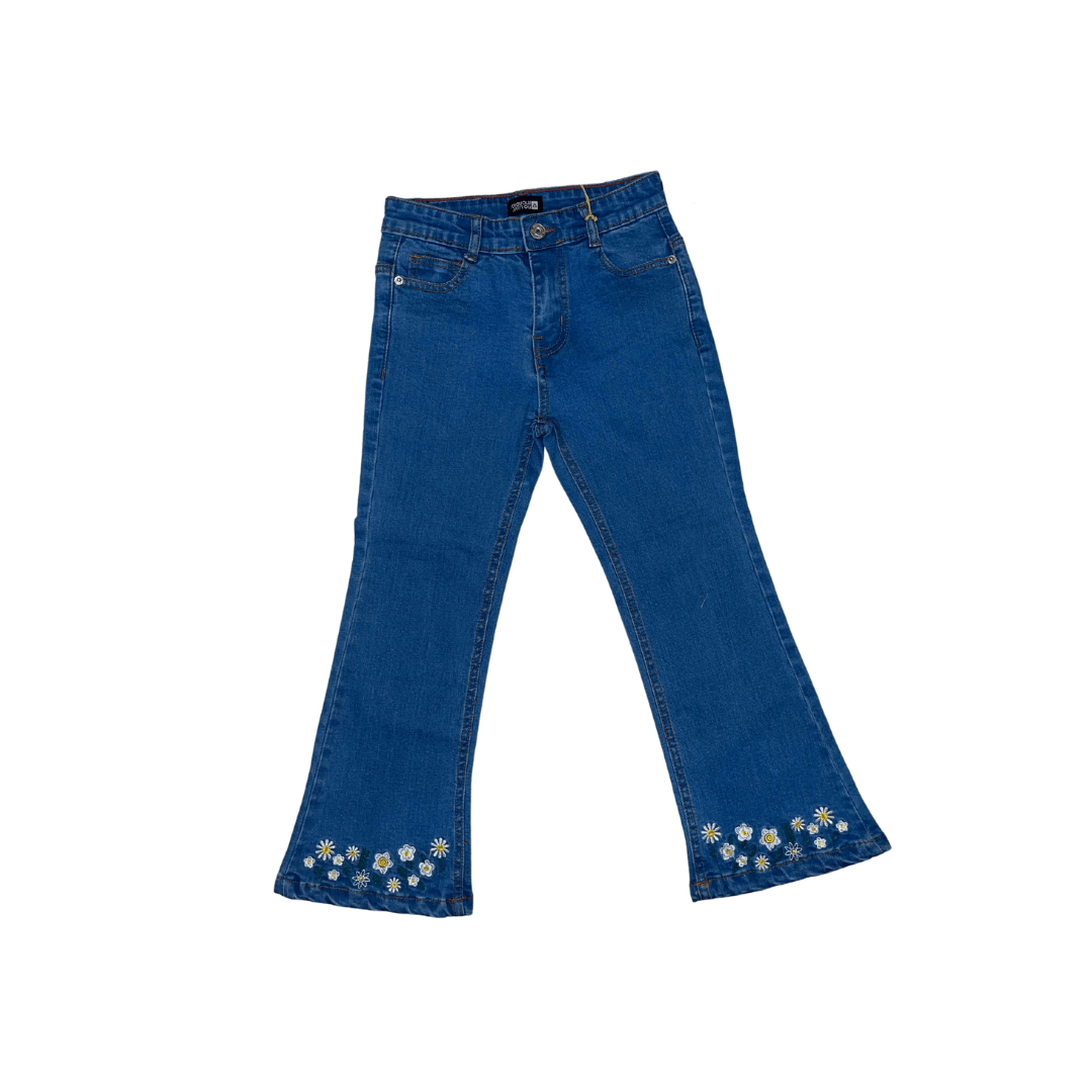 100% Pure Denim Bell Bottom Pants for Girls Light Blue - Miniwears