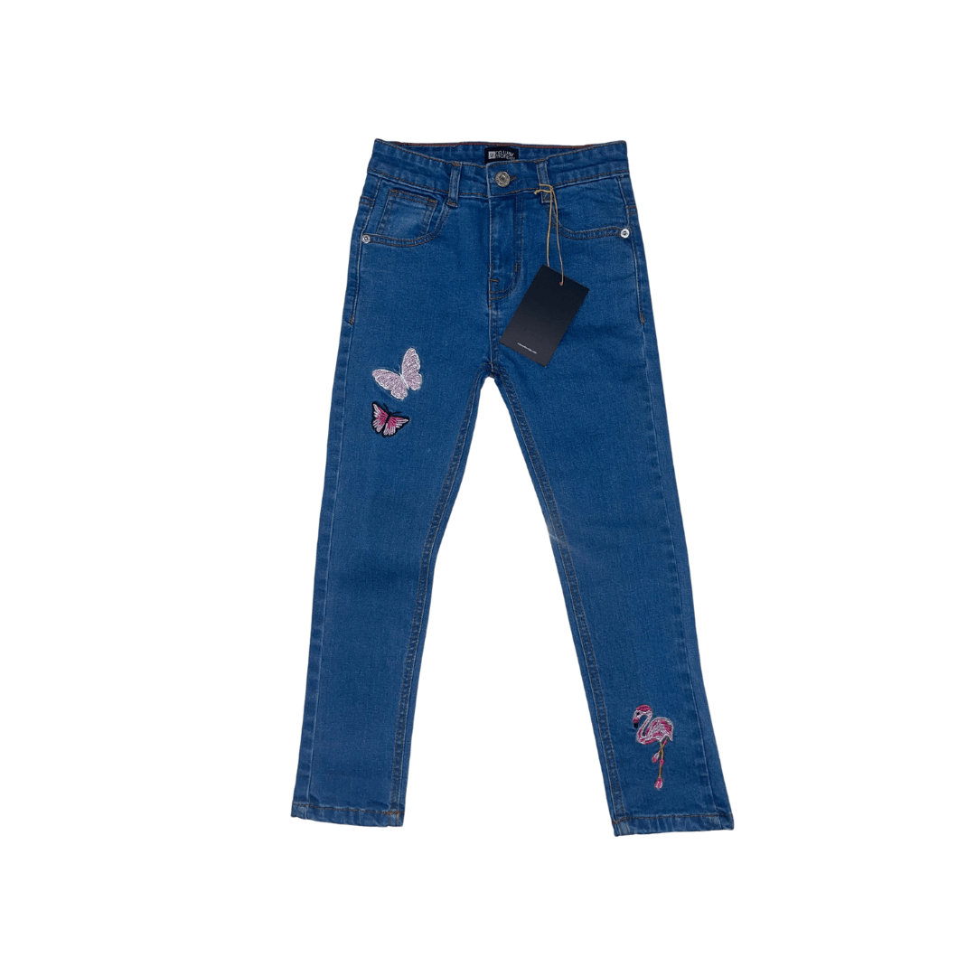 100% Pure Denim Straight Pants for Girls Light Blue - Miniwears