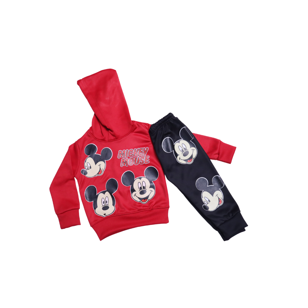 Black And Red Mickey Tracksuit (Fleece) - Miniwears