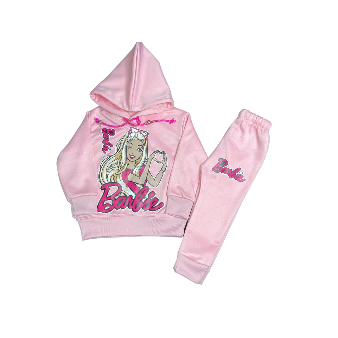 Barbie Baby Pink Tracksuit (Polyester Fleece) - Miniwears