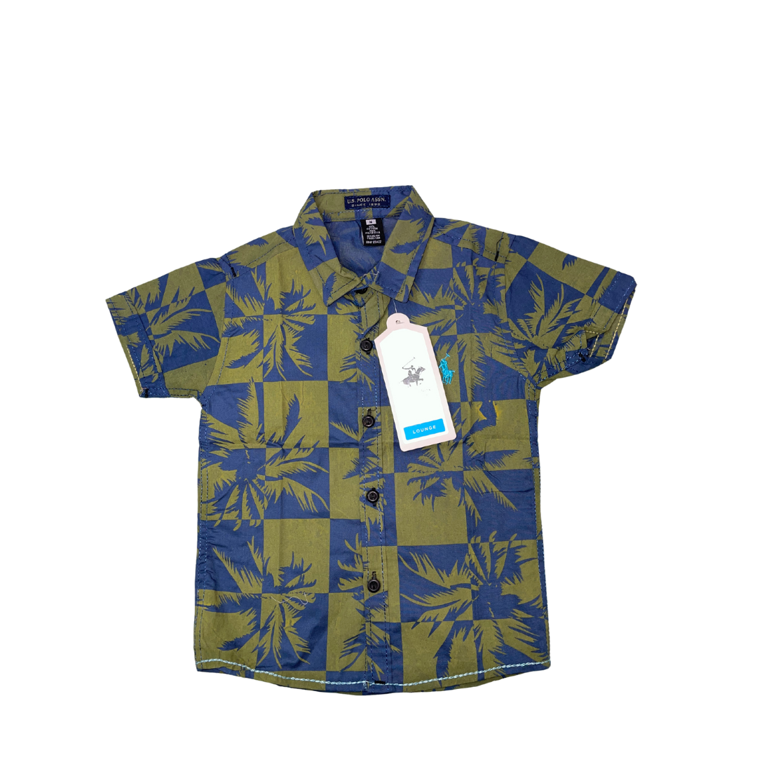 Boys Green & Blue Printed Casual Shirt - Miniwears
