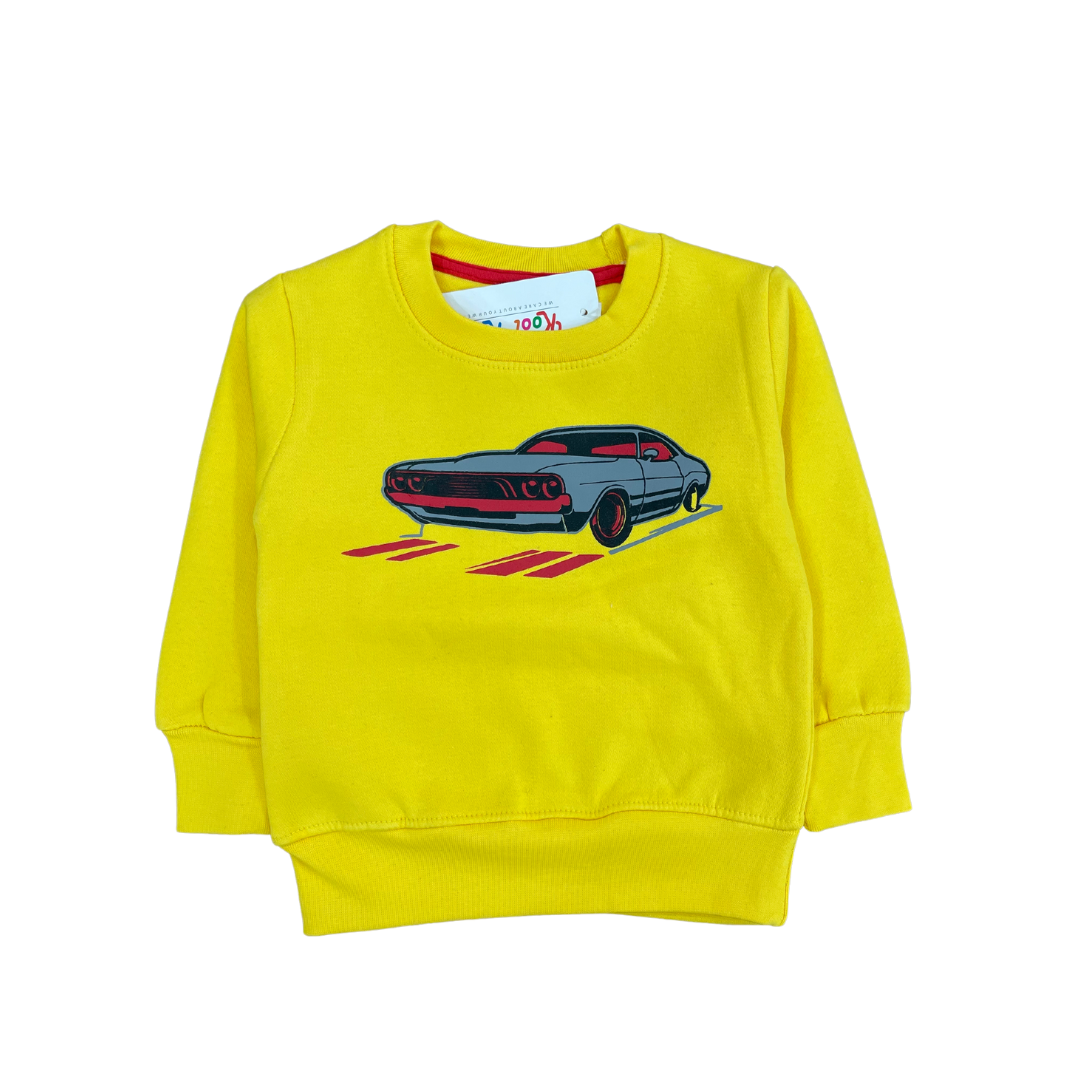 Kids Racing Car Yellow Sweatshirt - Miniwears