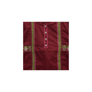 Girls Mahroon Red Emb Kurti