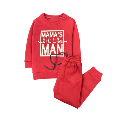 Mama's Little Man Blood Red Tracksuit (300gsm) - Miniwears