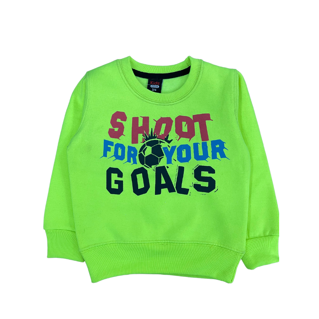 Kids Shoot For Your Goals Green Sweatshirt - Miniwears