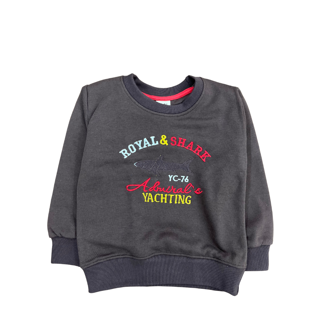 Kids Royal & Shark Brown Sweatshirt - Miniwears