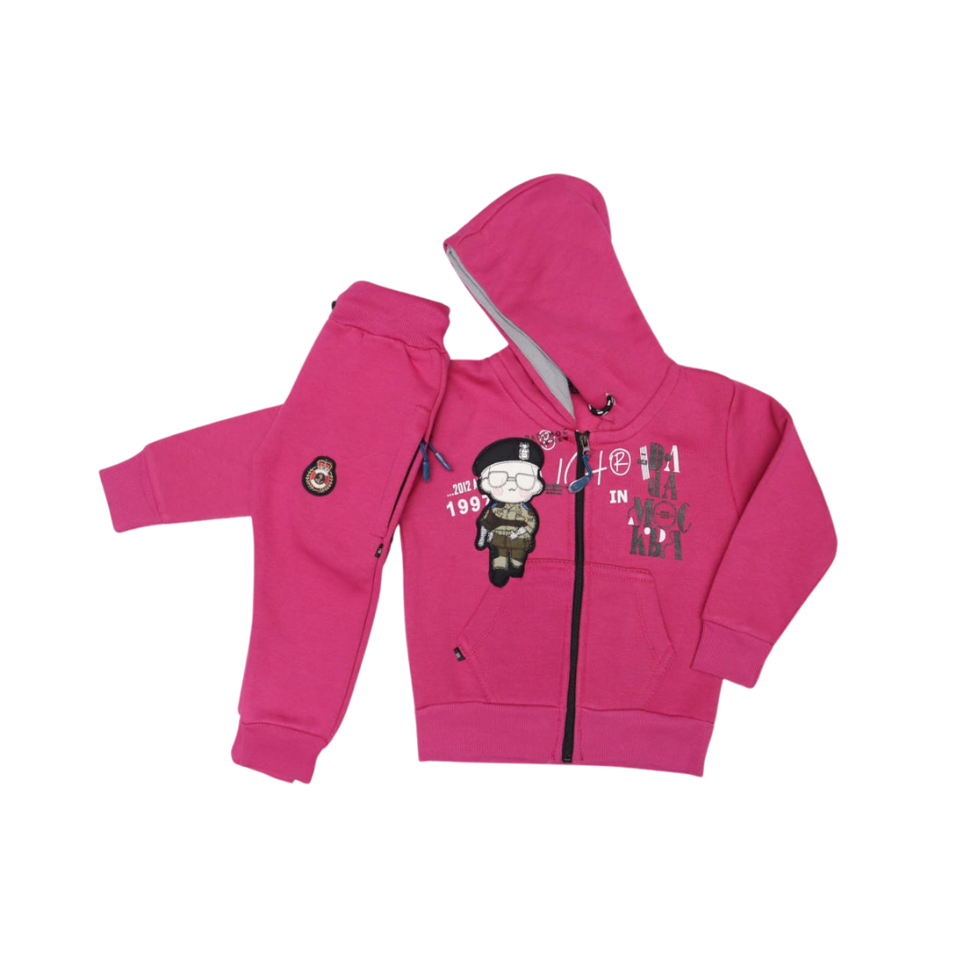 Funky Pink Zipper Tracksuit (Fleece 350gsm) - Miniwears