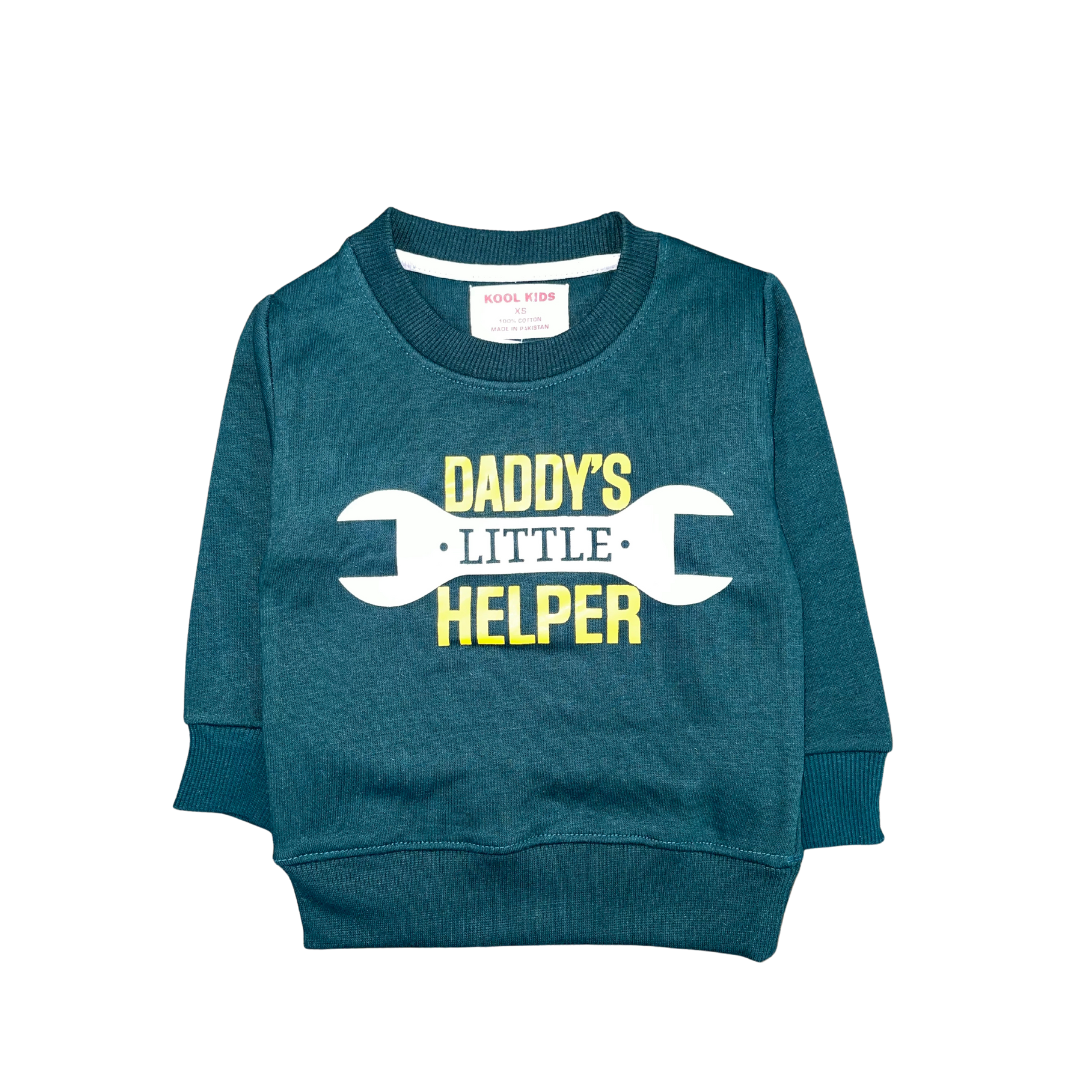 Kids Daddy's Little Helper Green Sweatshirt - Miniwears