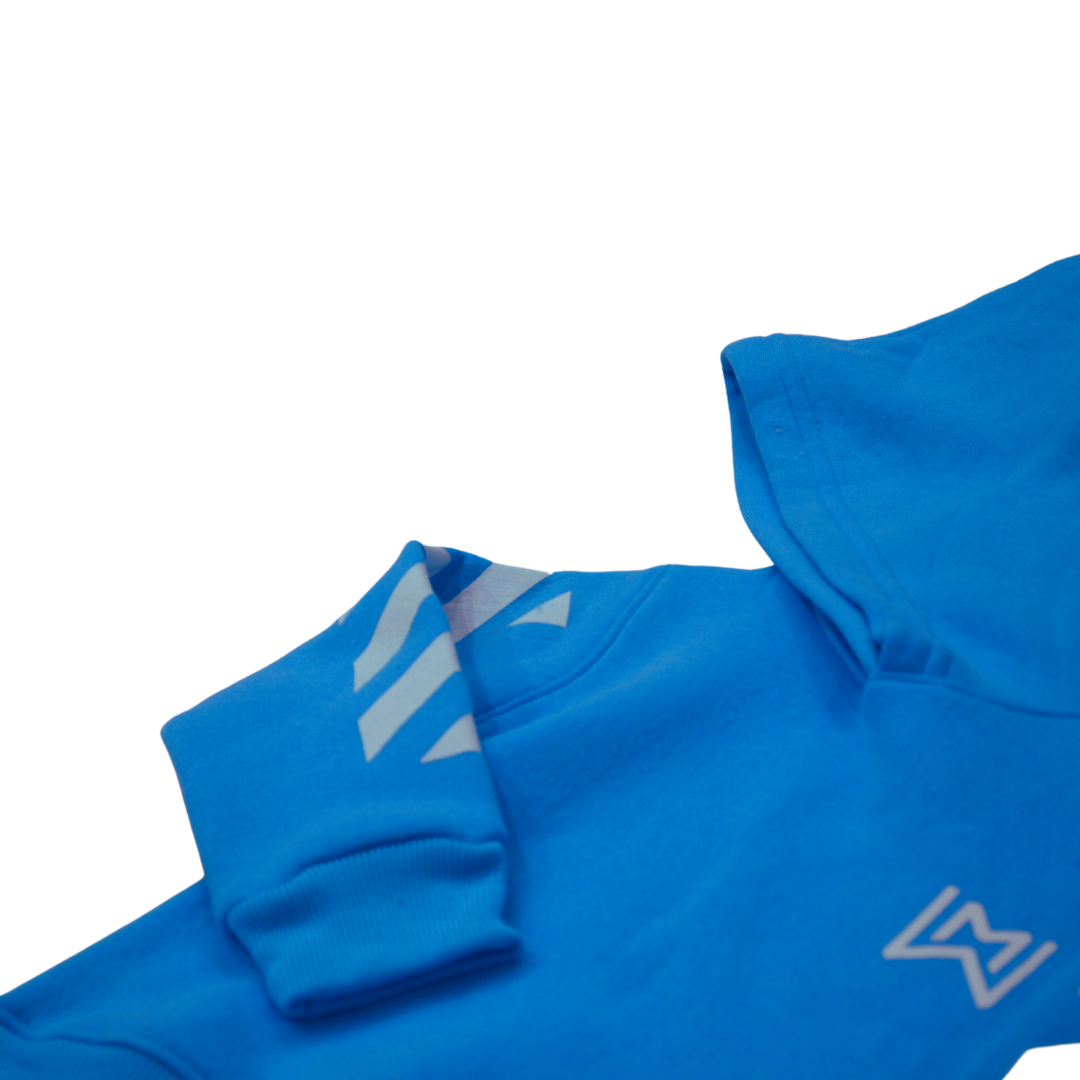 Fleece Sky Blue Arm Printed Tracksuit (Unisex) - Miniwears