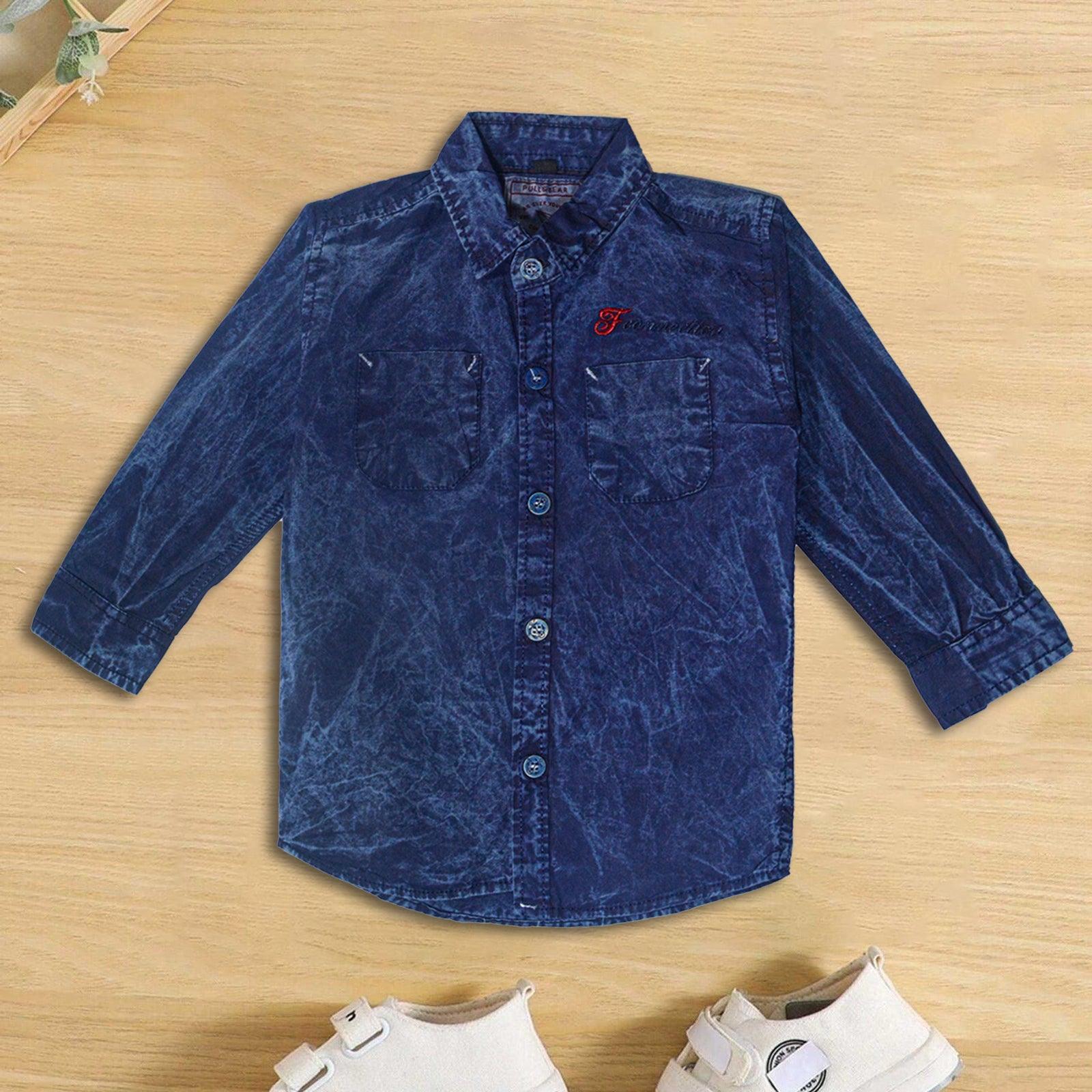 Light Blue denim shaded tshirt for boys - Miniwears