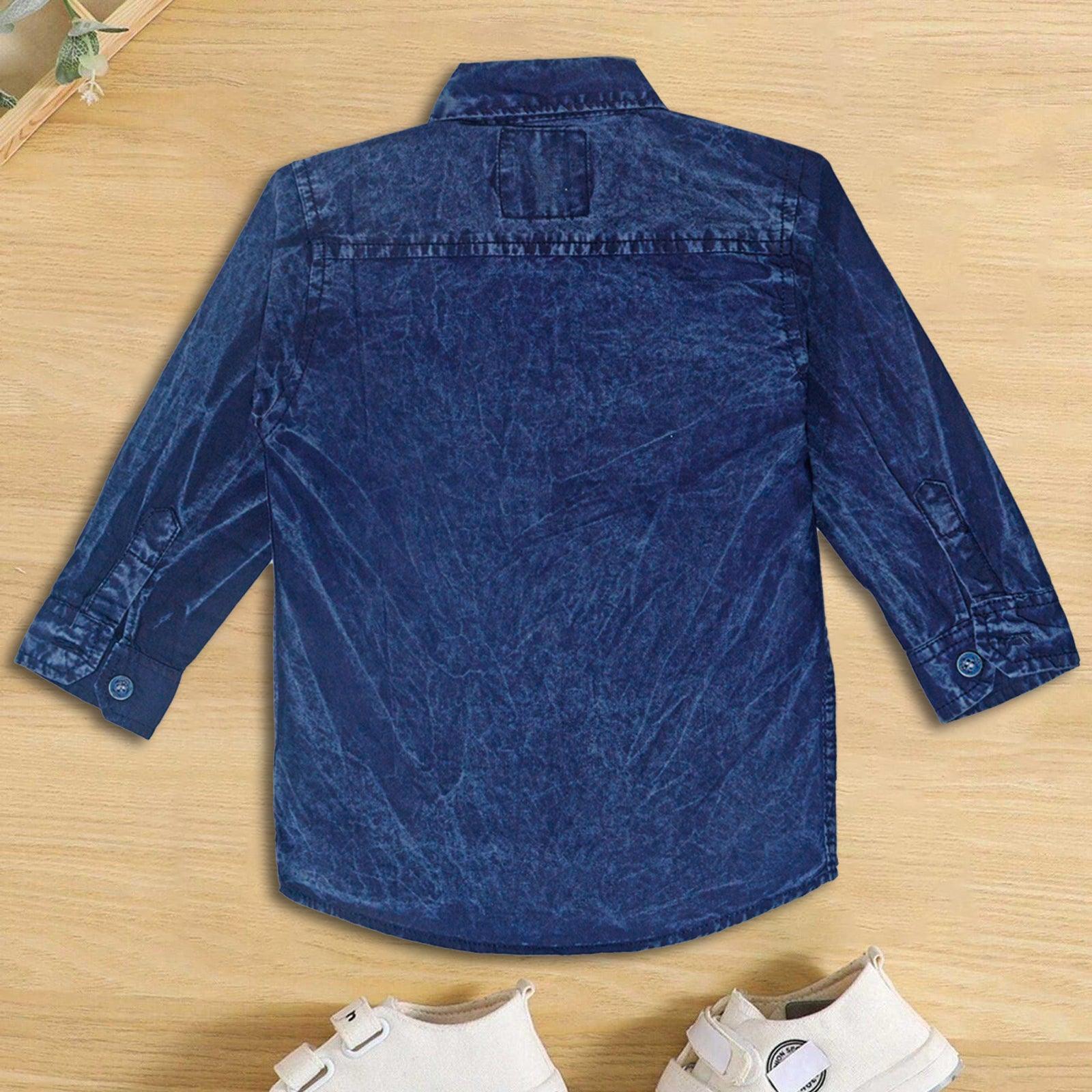 Light Blue denim shaded tshirt for boys - Miniwears