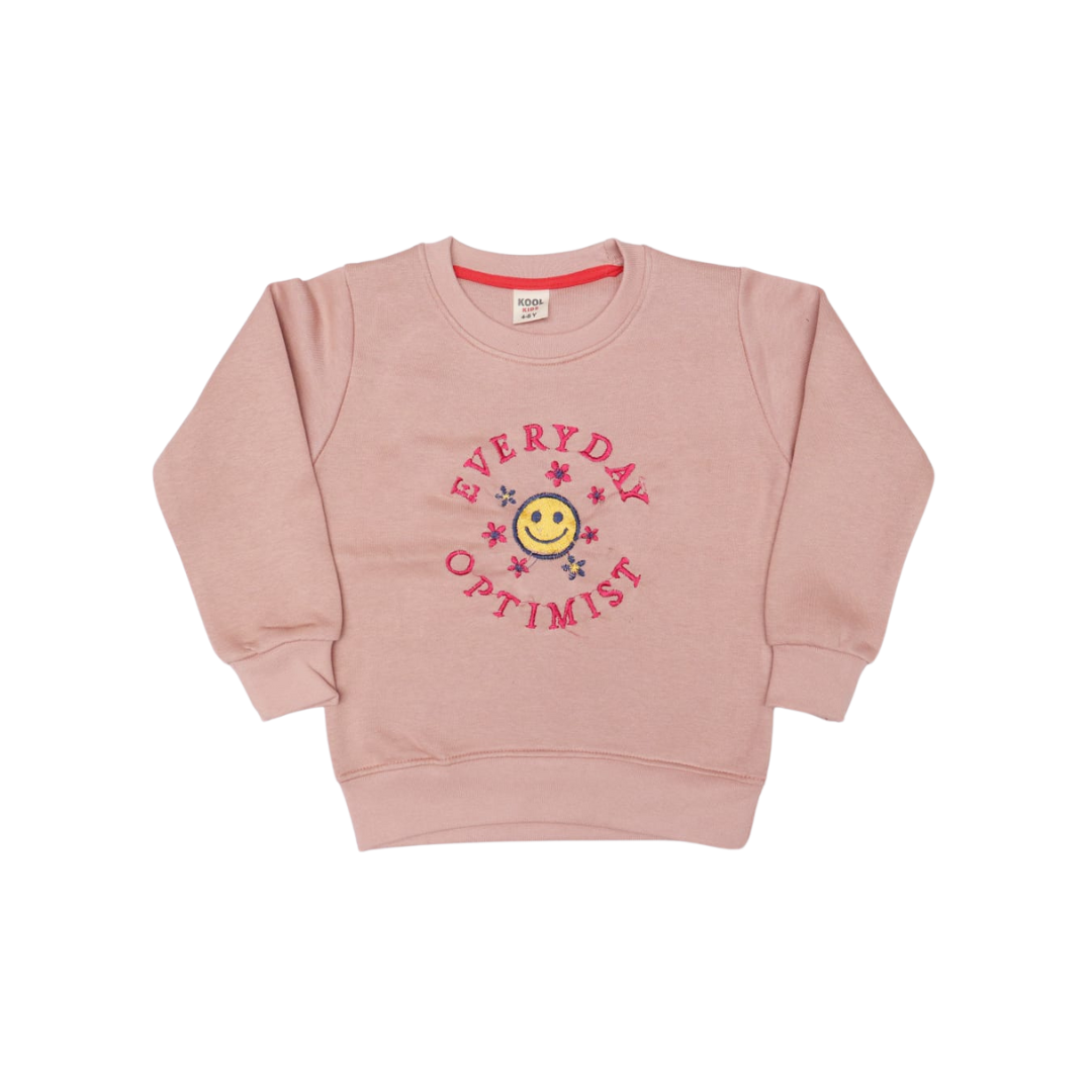 Pink Embroided Sweat Shirt For Girls - Miniwears