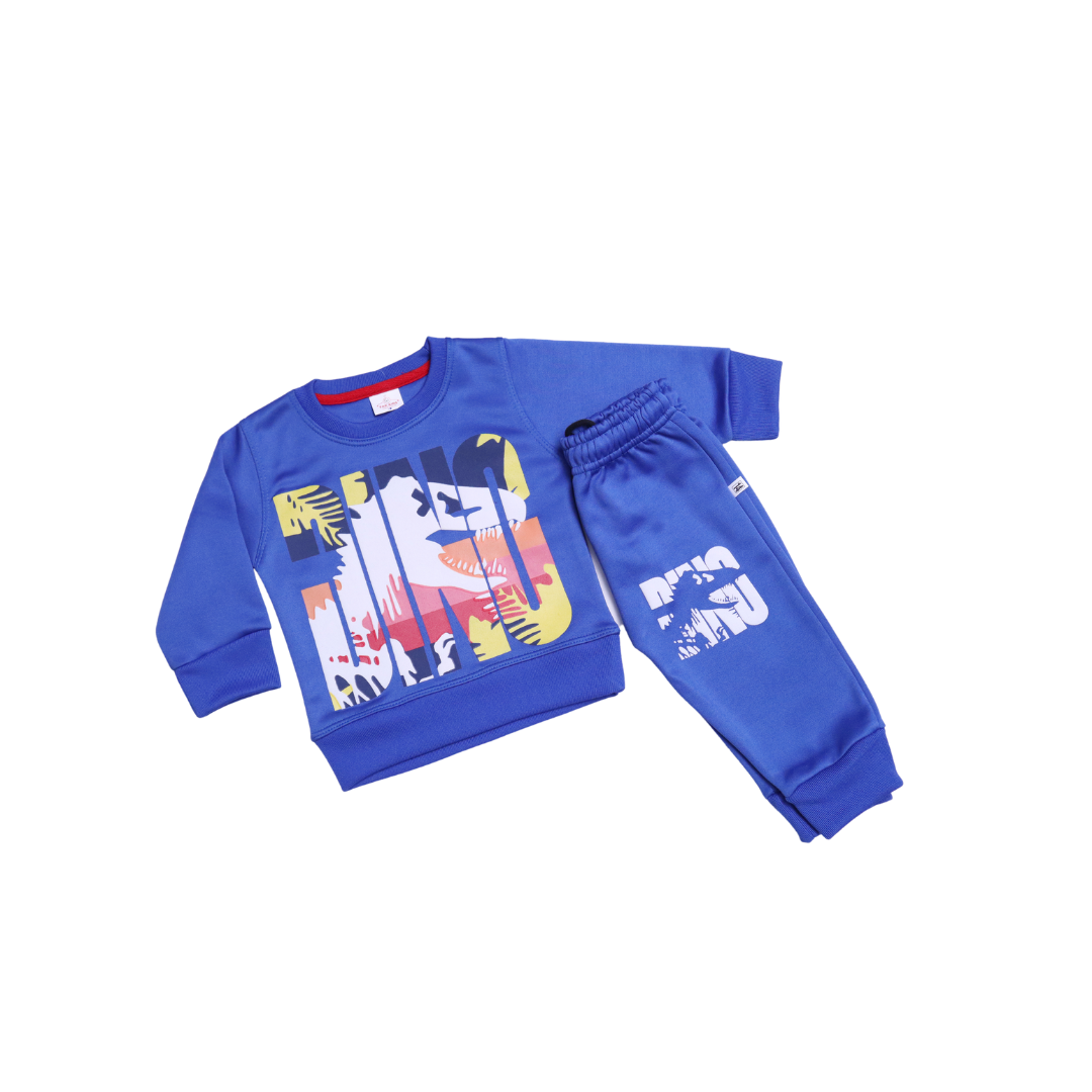Blue Dino 3d Printed Tracksuit (Fleece) - Miniwears
