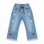 Butterfly Faded Blue Jeans