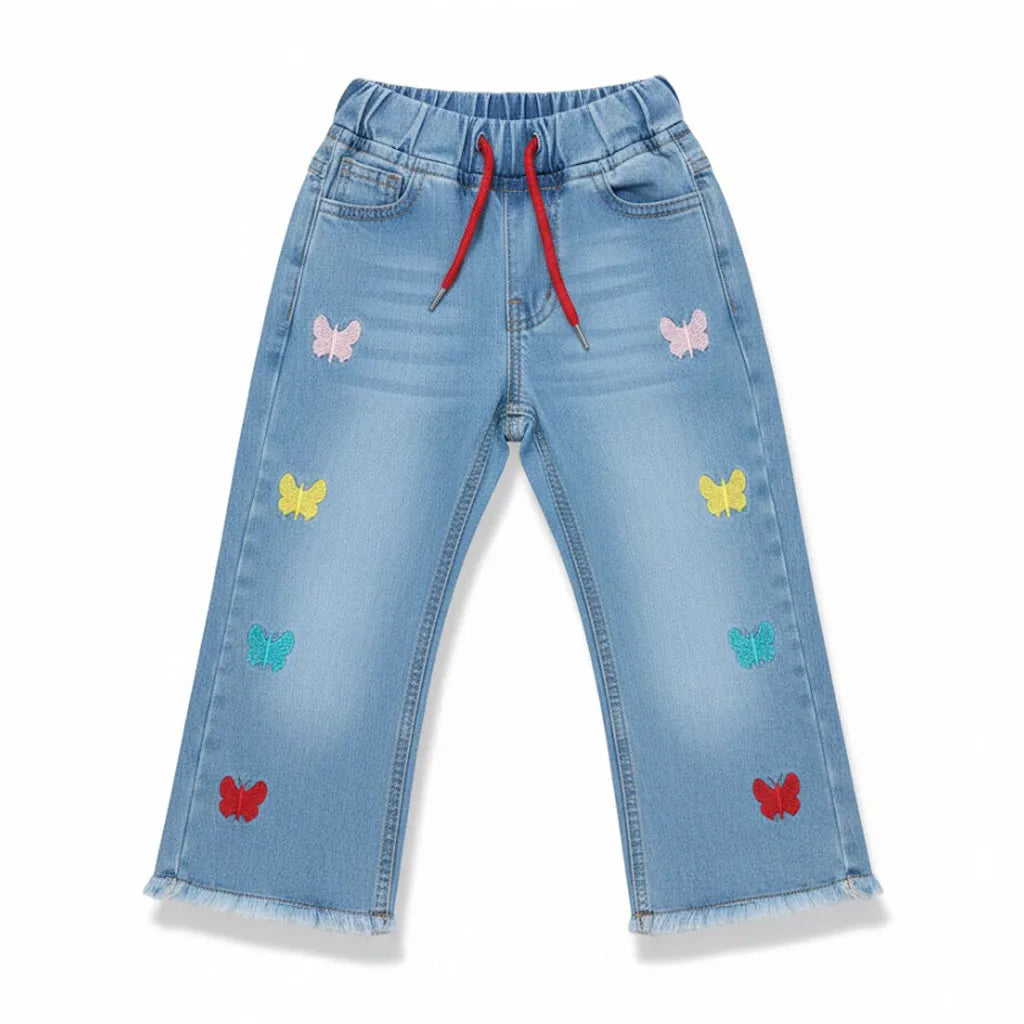 Butterfly Faded Blue Jeans