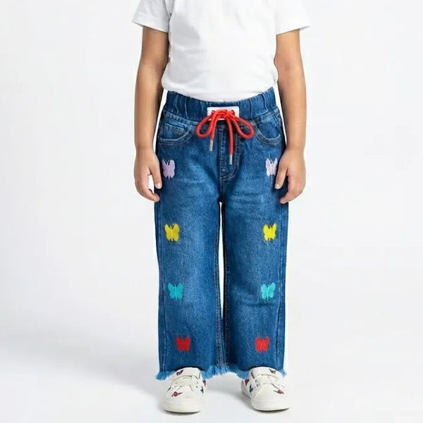 Butterfly Faded Dark Blue Jeans