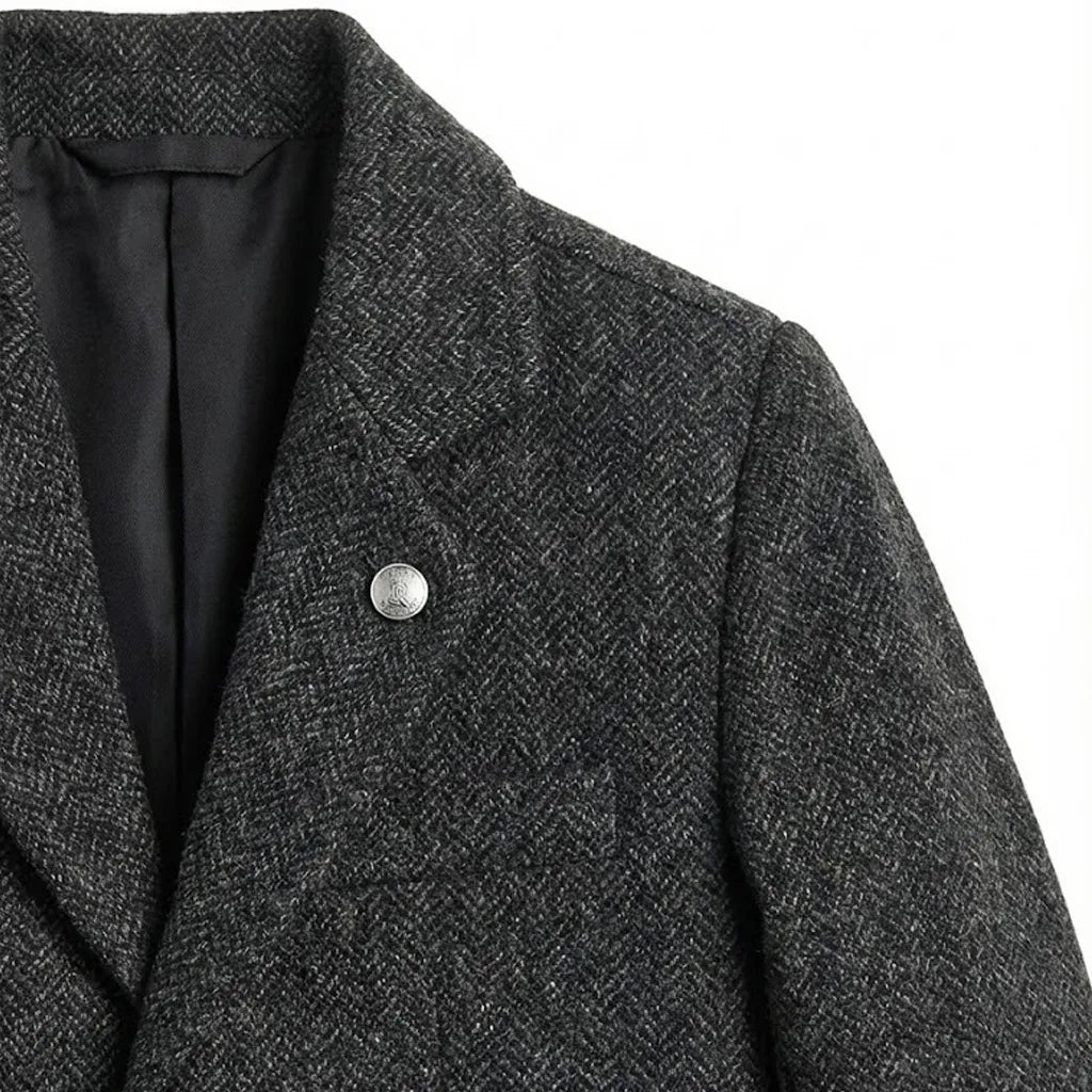 Casual Black Texture Coat