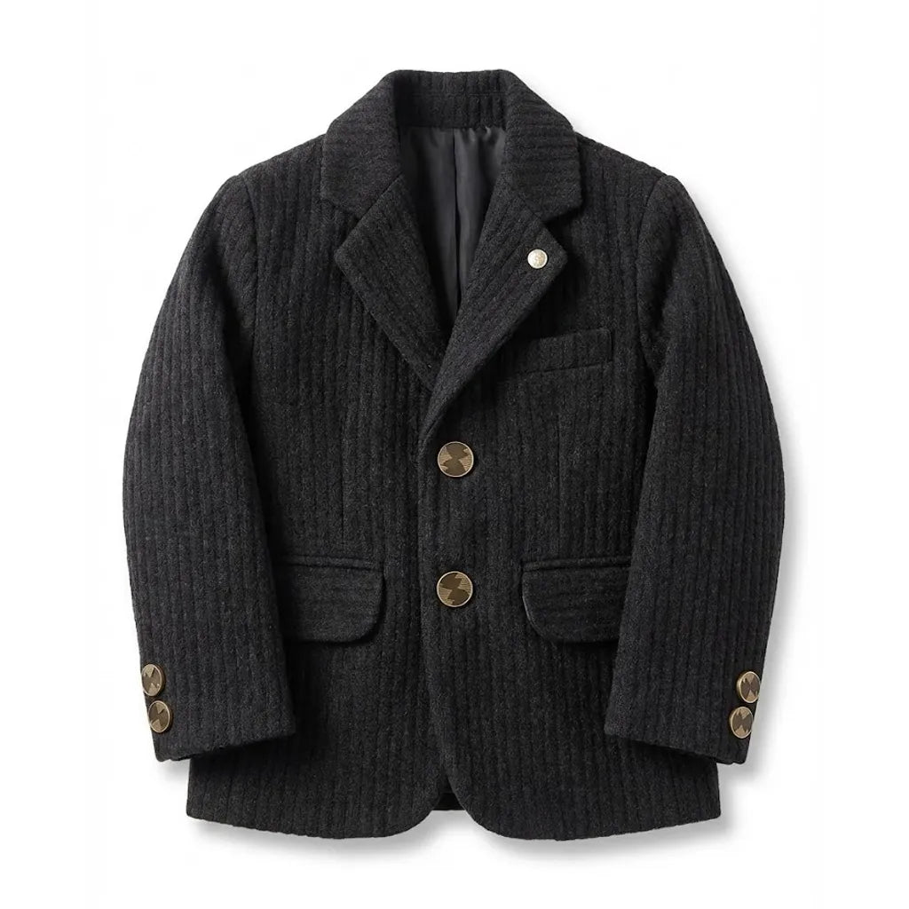 Casual Black Texture Lining Coat