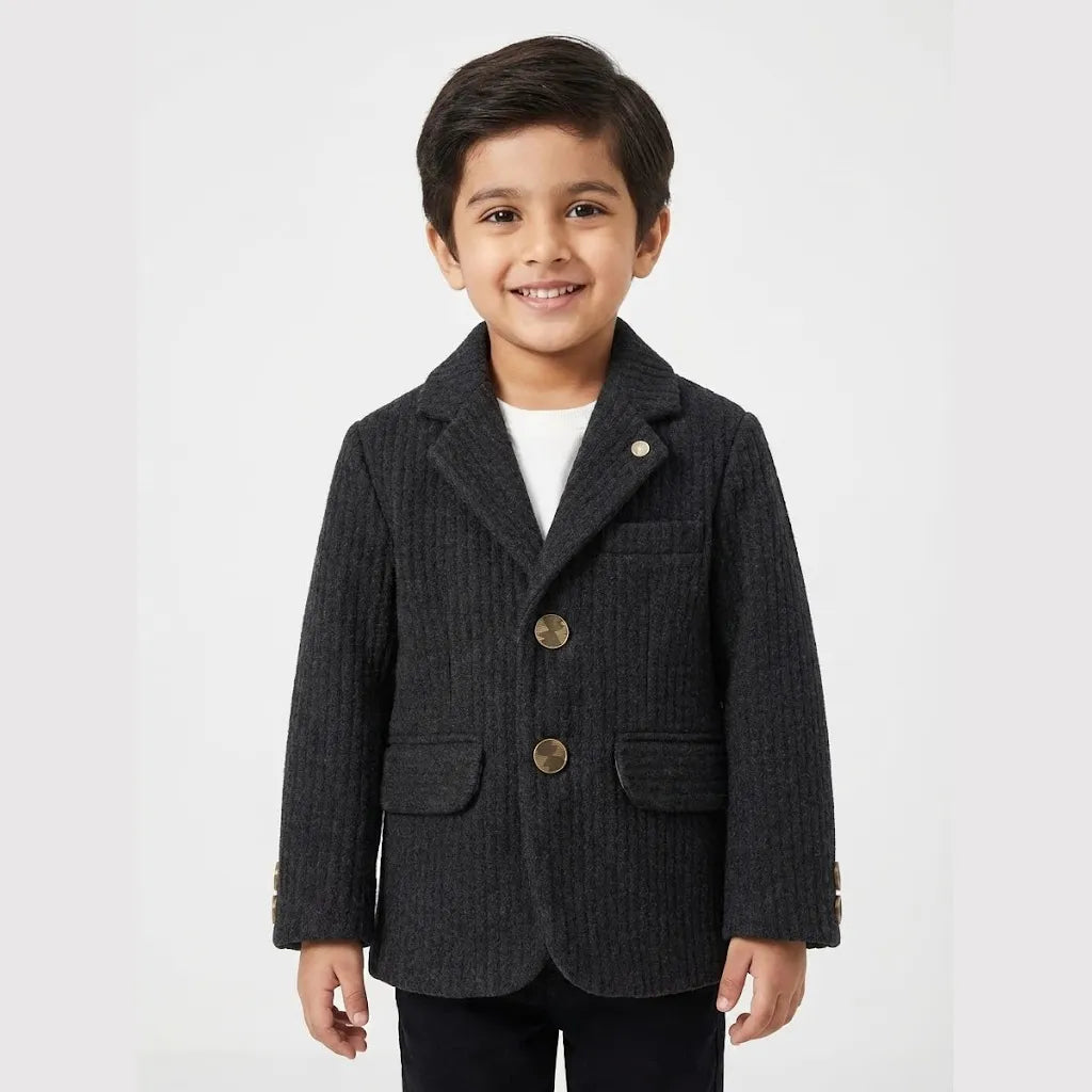 Casual Black Texture Lining Coat