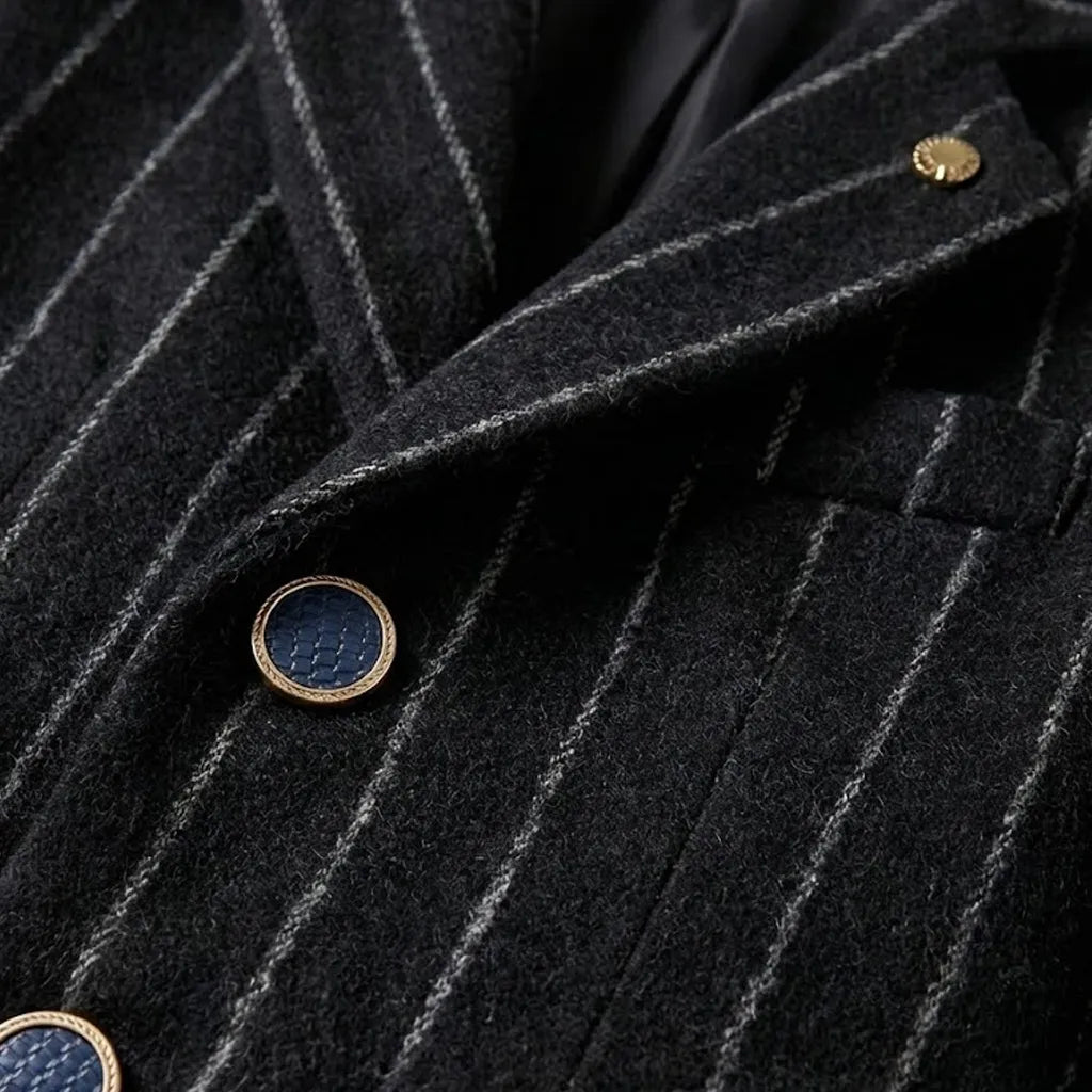 Casual Black White Lining Coat