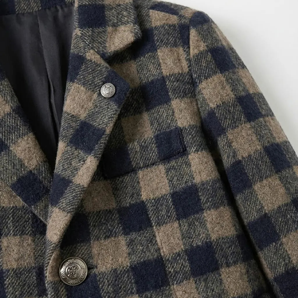 Casual Buffalo Check Coat