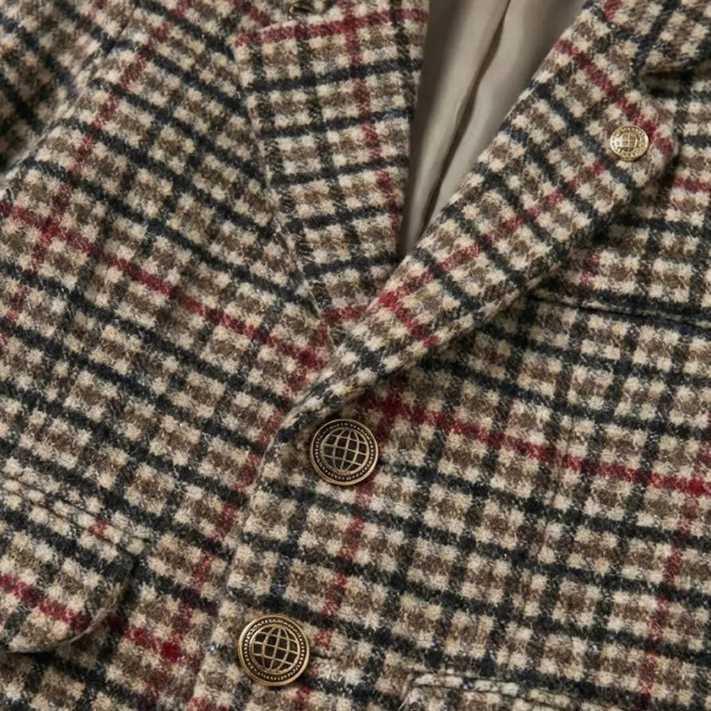 Casual Check Lining Coat