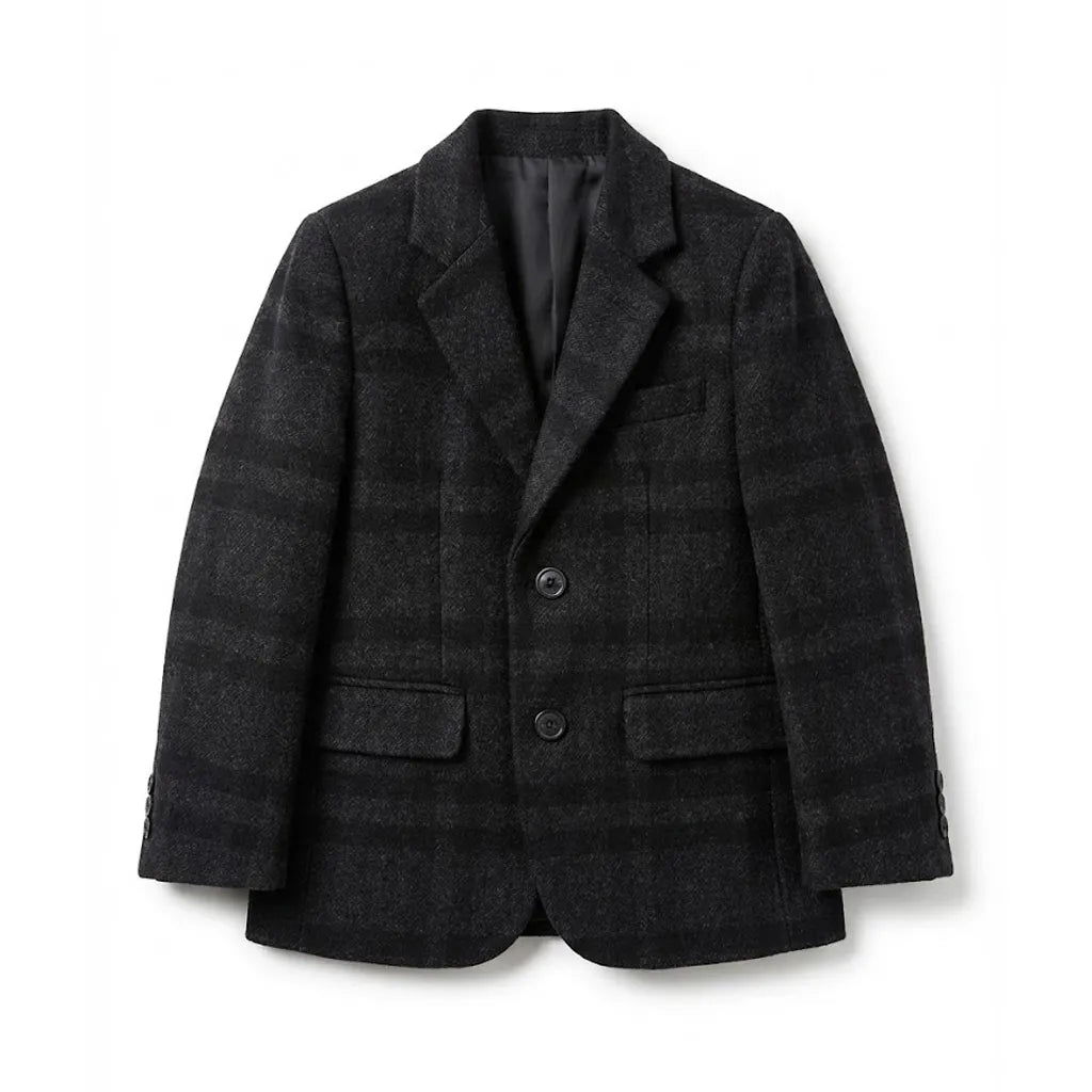 Casual Dark Grey with Black Check Lining Coat