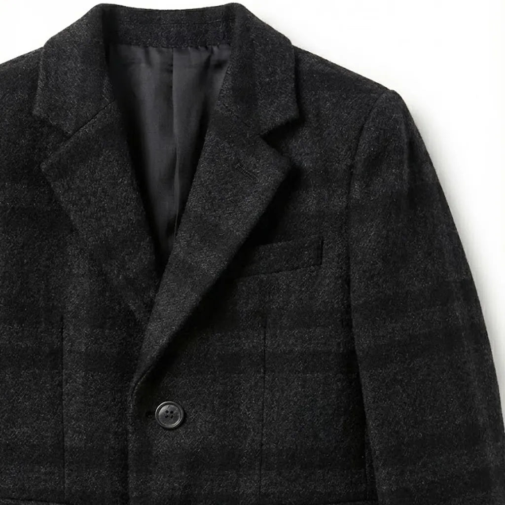Casual Dark Grey with Black Check Lining Coat