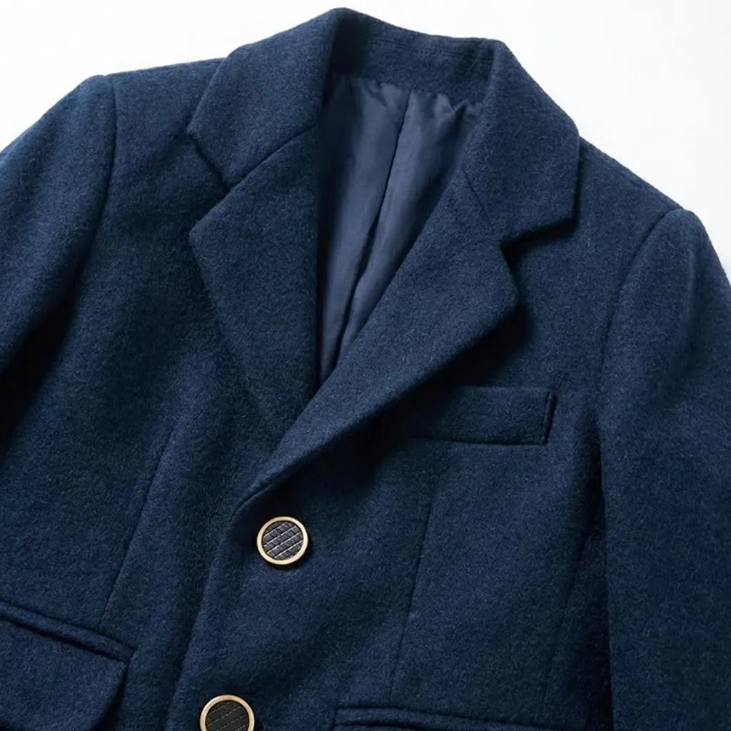 Casual Plain Dark Blue Coat