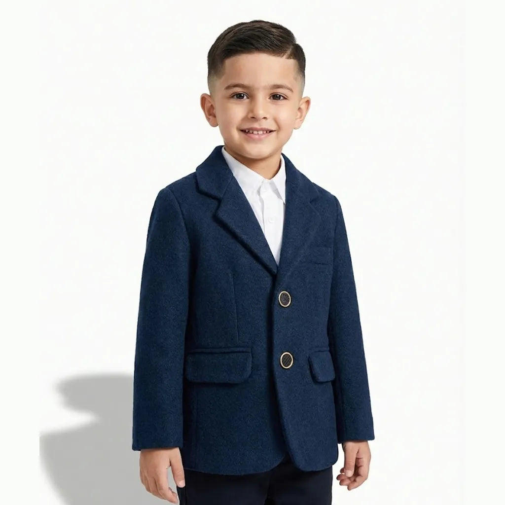 Casual Plain Dark Blue Coat