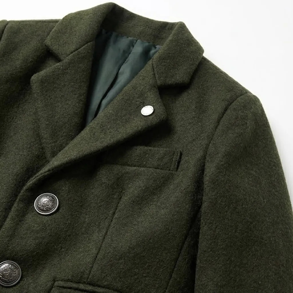 Casual Plain Dark Green Coat