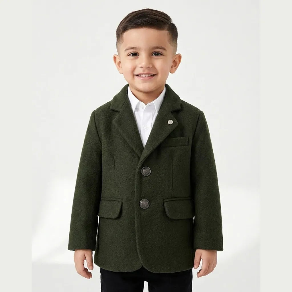 Casual Plain Dark Green Coat