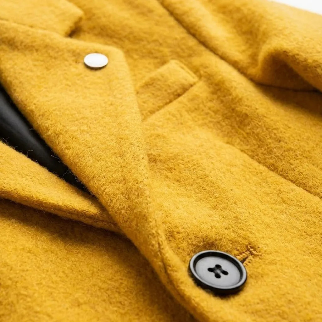 Casual Plain Yellow Coat