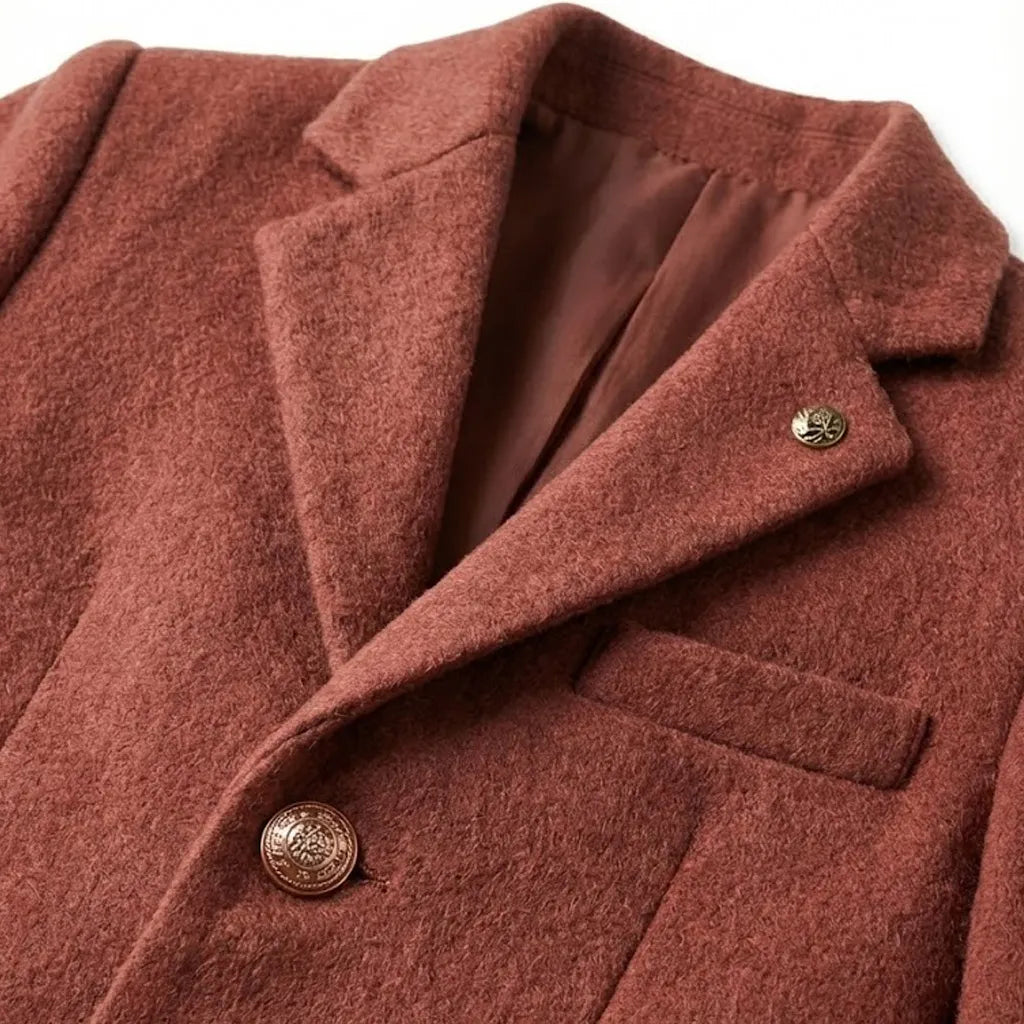 Casual Plain Reddish Brown Coat