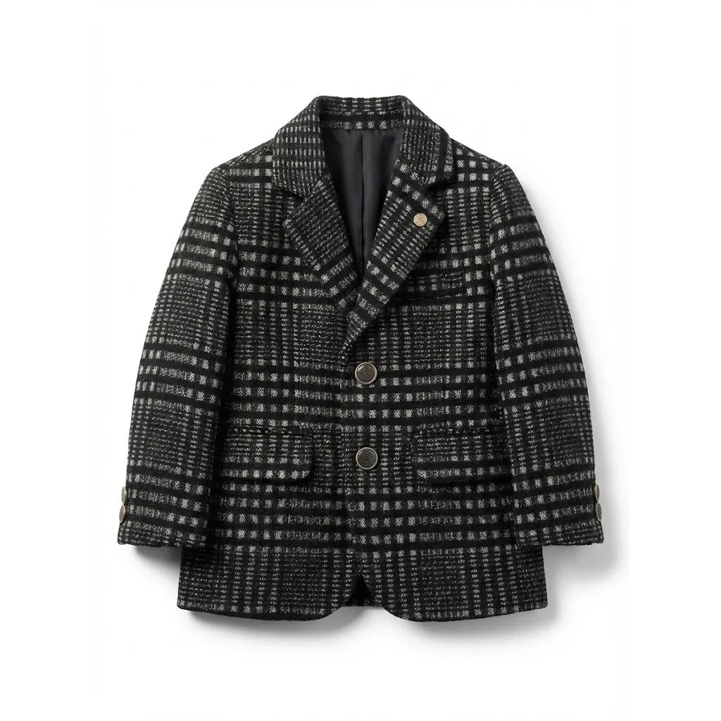 Causal Check Lining Dark Grey Coat