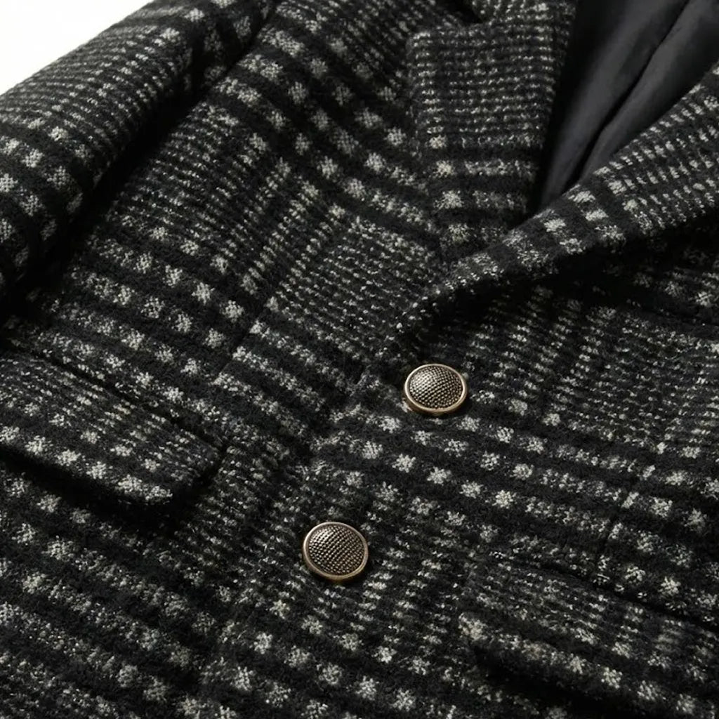 Causal Check Lining Dark Grey Coat