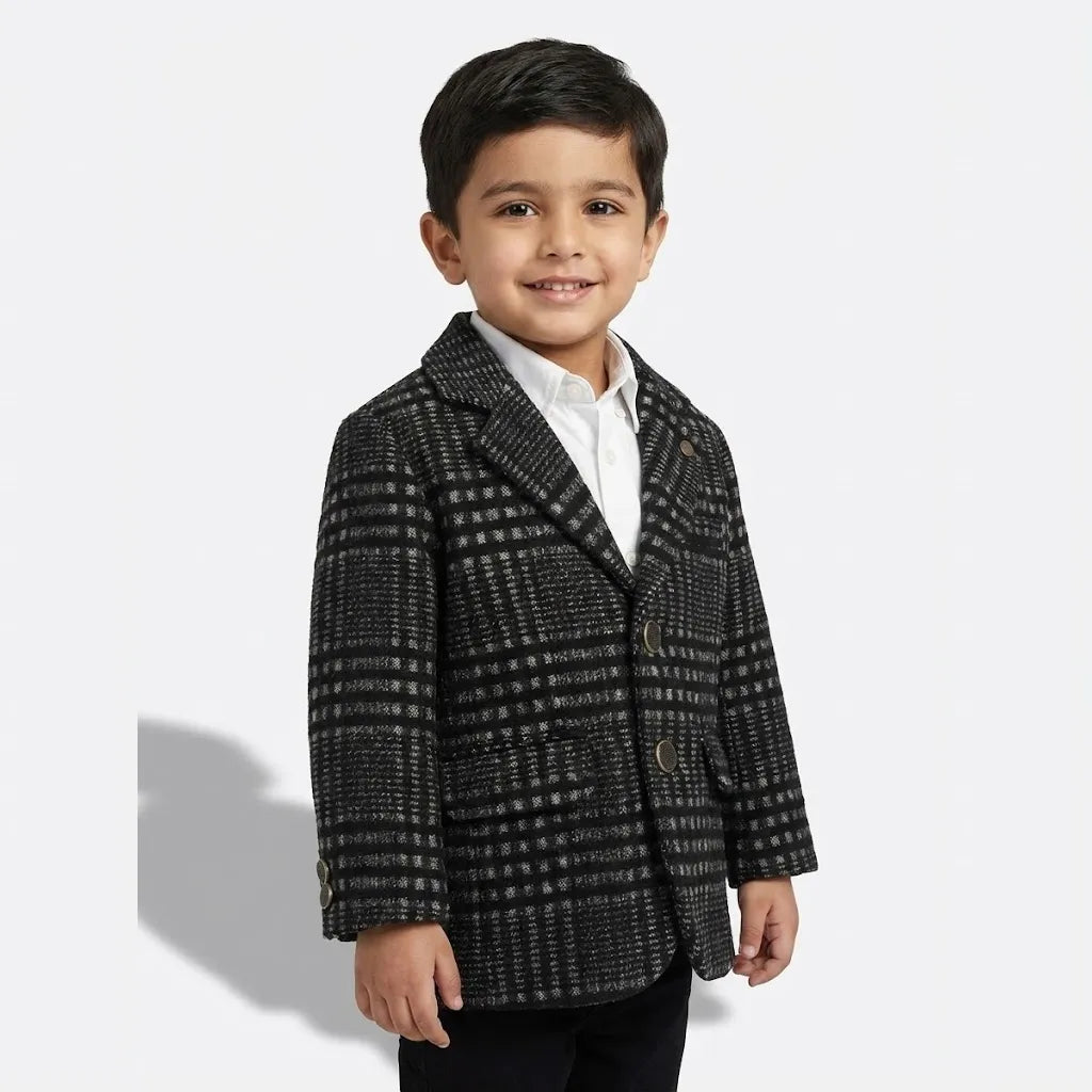 Causal Check Lining Dark Grey Coat