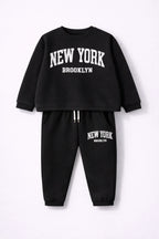 New York Black Sleeve Shirt and Trouser Set