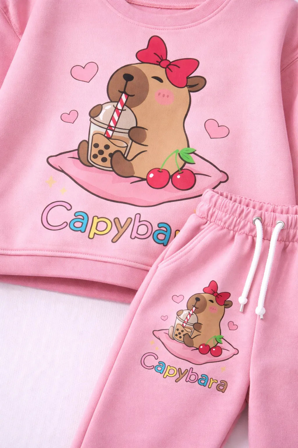 Capybara Pink Shirt and Trouser Set