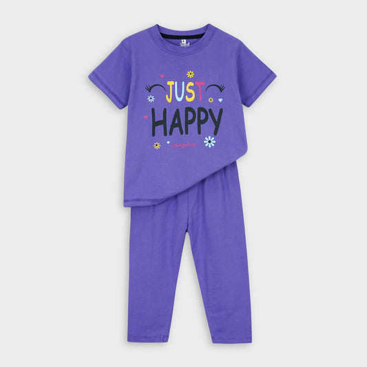 Purple Happy Tshirt and Trouser Outfit