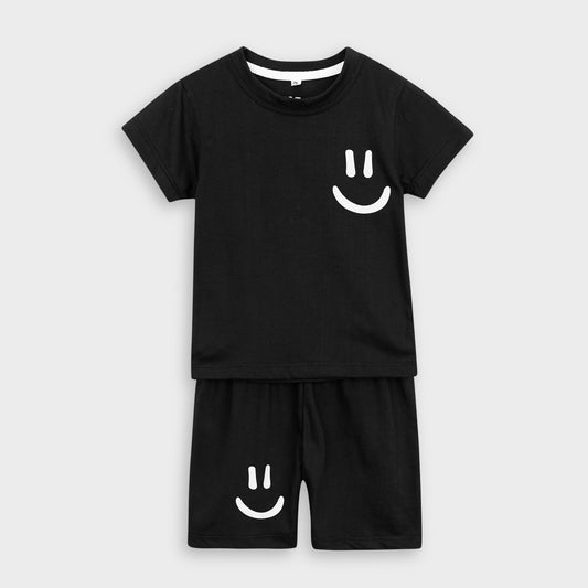 Smiley T-Shirt & Short Set Black