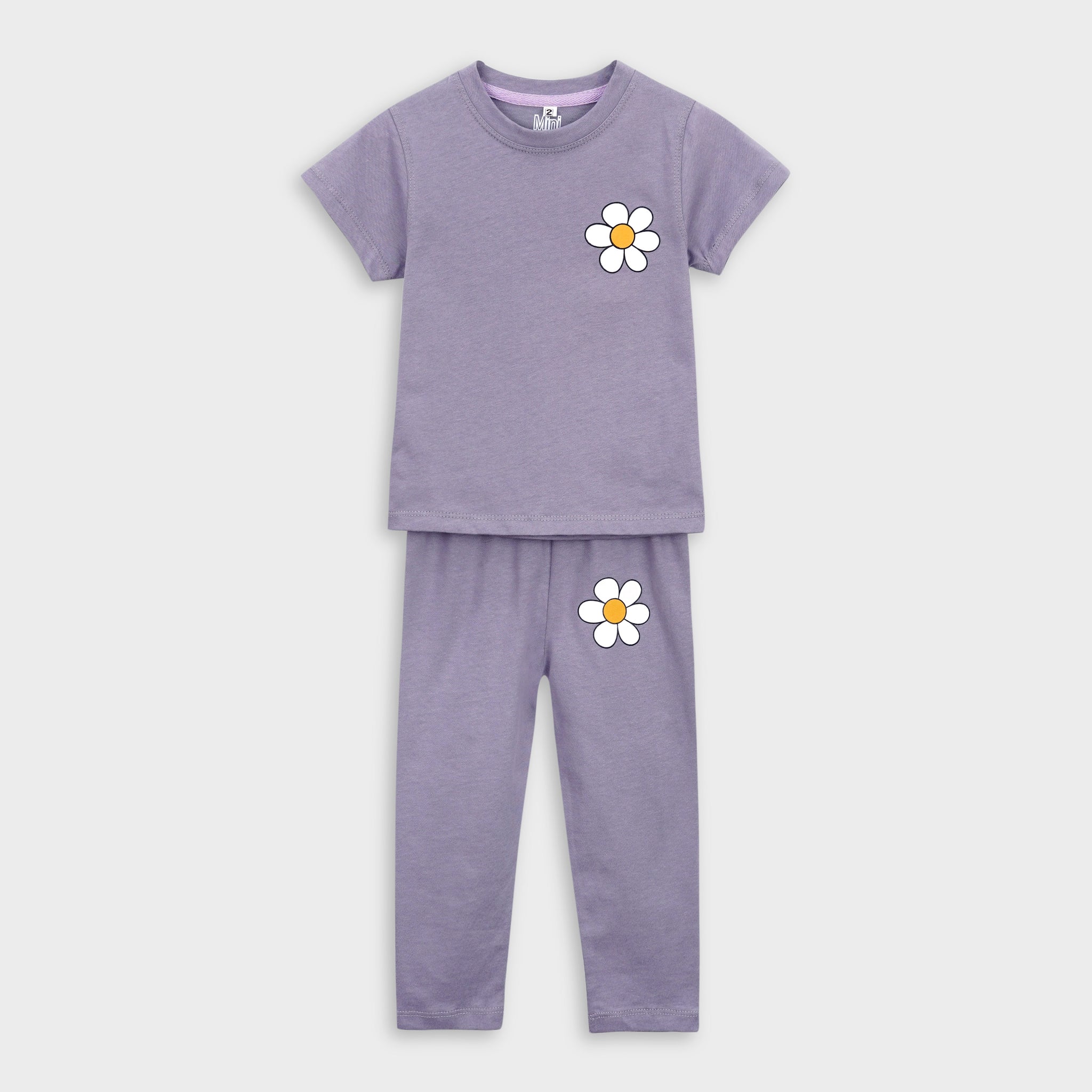 Purple Flower T-Shirt & Trouser Set